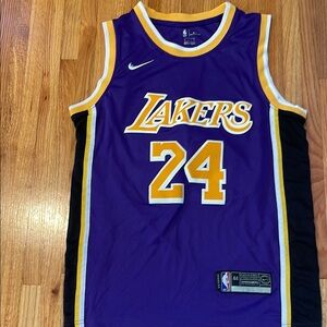 Authentic Kobe Bryant 24 LA Lakers Nike Swingman Purple/Yellow Basketball Jersey